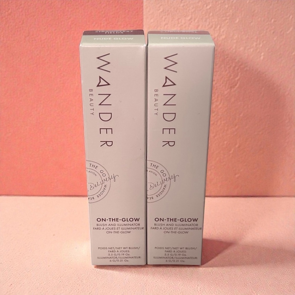 (2) Wander Beauty Glow Cream Blush Illuminator Duo Coral Rose Strawberry Fields